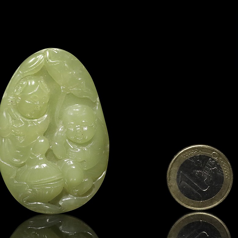 Medalla de jade amarillo tallado, dinastía Qing, S.XIX