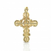 Cruz de oro amarillo 18 k con seis perlas