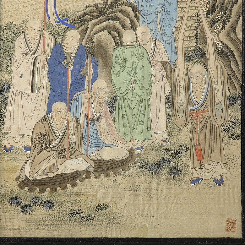 Chinese painting ‘Gods on the Mountain’, with Wang Chengxun seal