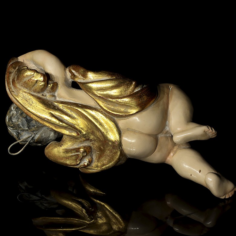 Painted cherub sculpture, 20th century