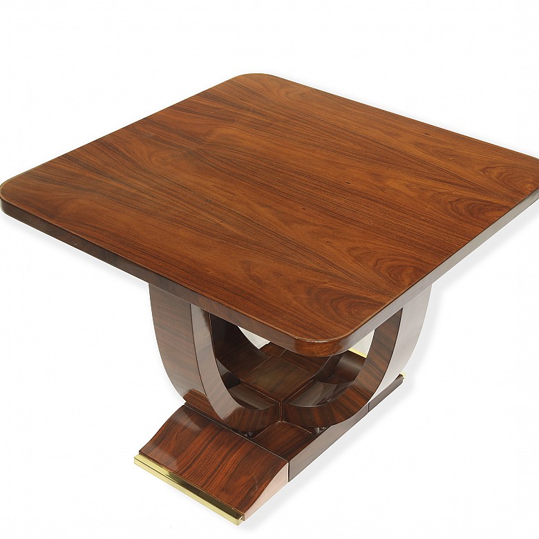 Square Art Deco style coffee table in Palo Santo wood