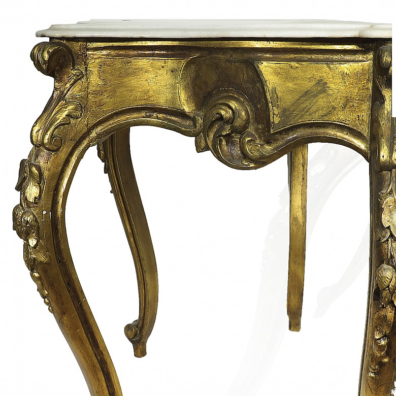 Carved and golden wood console, 20th century - 5