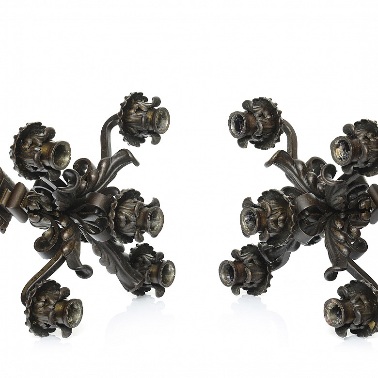 Pair of metal candlesticks, 20th century