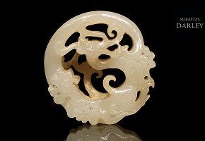 White jade figurine with dragon, Eastern Han dynasty