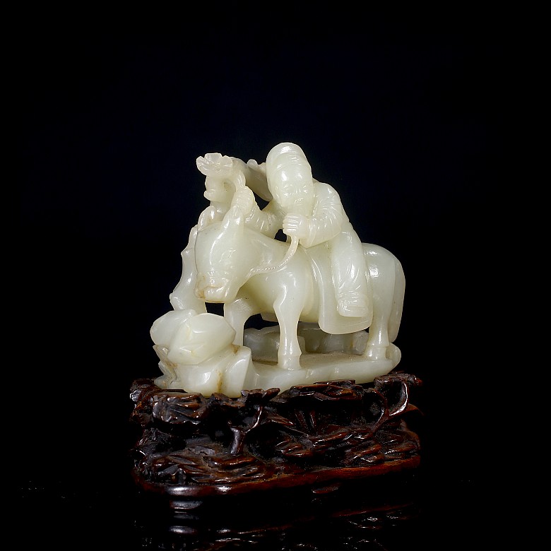 Carved jade fiura ‘Elder and Donkey’, Qing dynasty