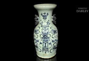 Vase with celadon ground and Buddhist emblems, 19th - 20th century