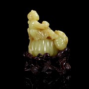 Yellow jade figurine “Girl with pumpkins”, Republic of China