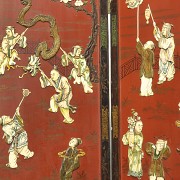 Inlaid lacquered wood folding screen, Qing dynasty