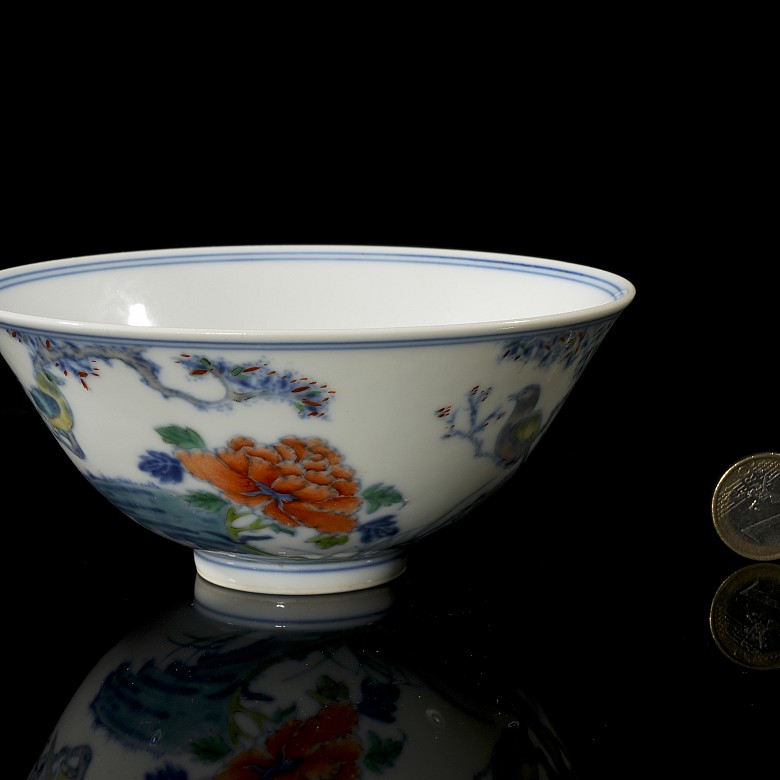 Doucai “Flowers and Birds” bowl, Qing Dynasty