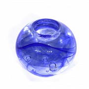 Swedish blue glass candleholder, 20th century