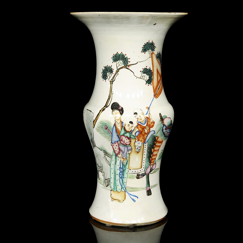 Enameled vase with a mythological scene, 19th century