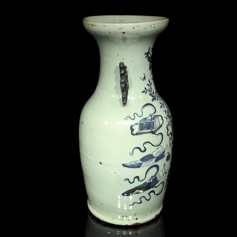 Vase with celadon ground and Buddhist emblems, 19th - 20th century