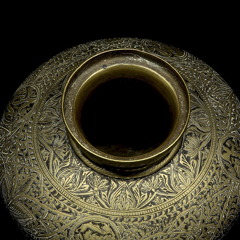 Gilt-embossed metal vase, 20th century