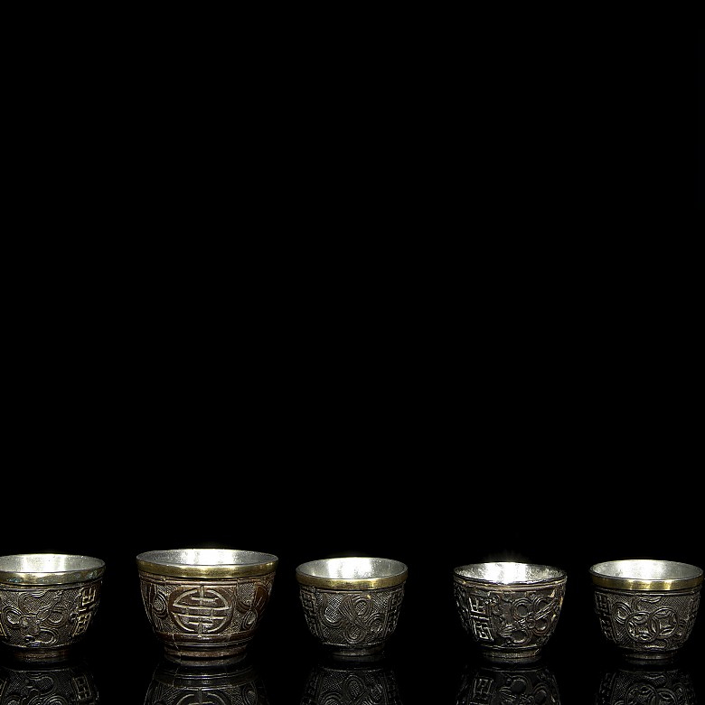 Set of six auspicious goblets, 20th century