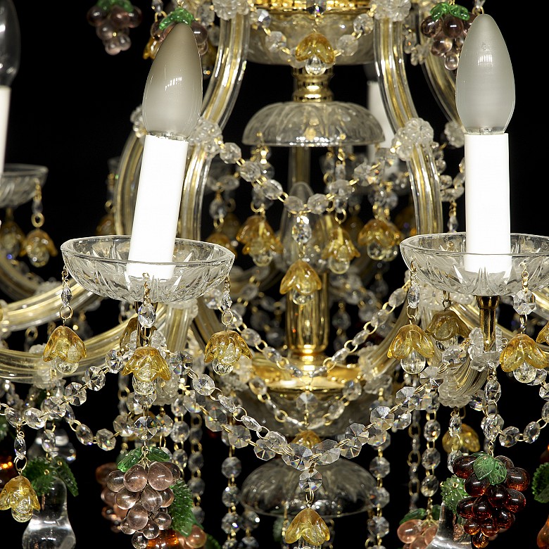 Chandelier lamp with fruit decorations, 20th century