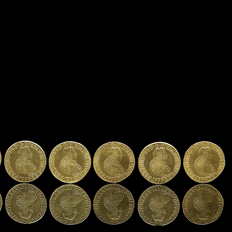 Seis monedas de oro mexicanas 