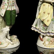 Pareja de porcelana alemana, Sitzendorf, S.XIX