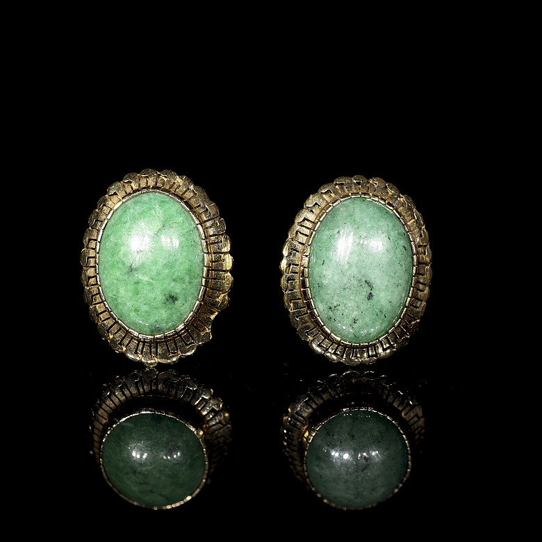 Pendientes oro con gema verde