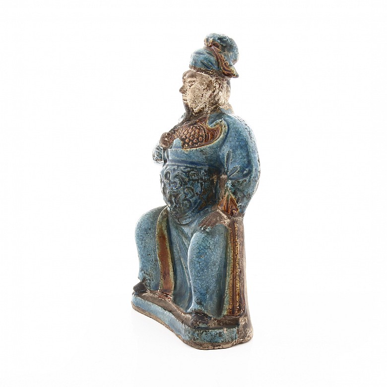 A turquoise-glazed Warrior, Qing dinasty, Kangxi period (1654-1722).