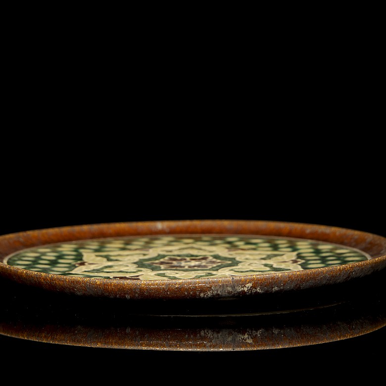 Sancai glazed ceramic dish, Tang dynasty