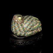 Porcelain enameled ‘Quail’ box, Chinese Republic