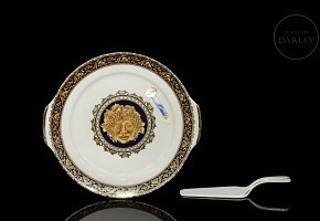 ‘Bacchus’ porcelain dessert dish, Limoges, 20th century