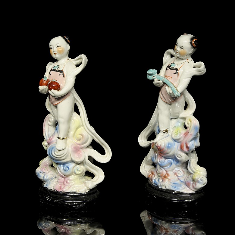 Pareja de niños de porcelana, s.XX - 6