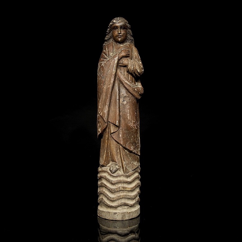 Carved wooden religious sculpture, 20th century