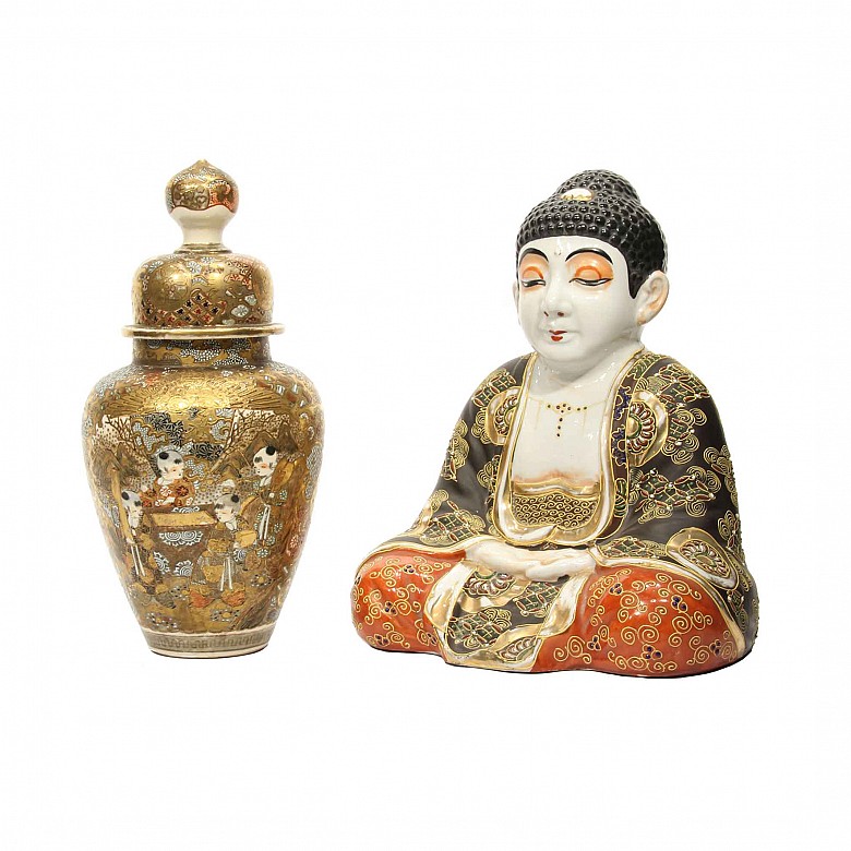 Lote de porcelana japonesa Satsuma, s.XX