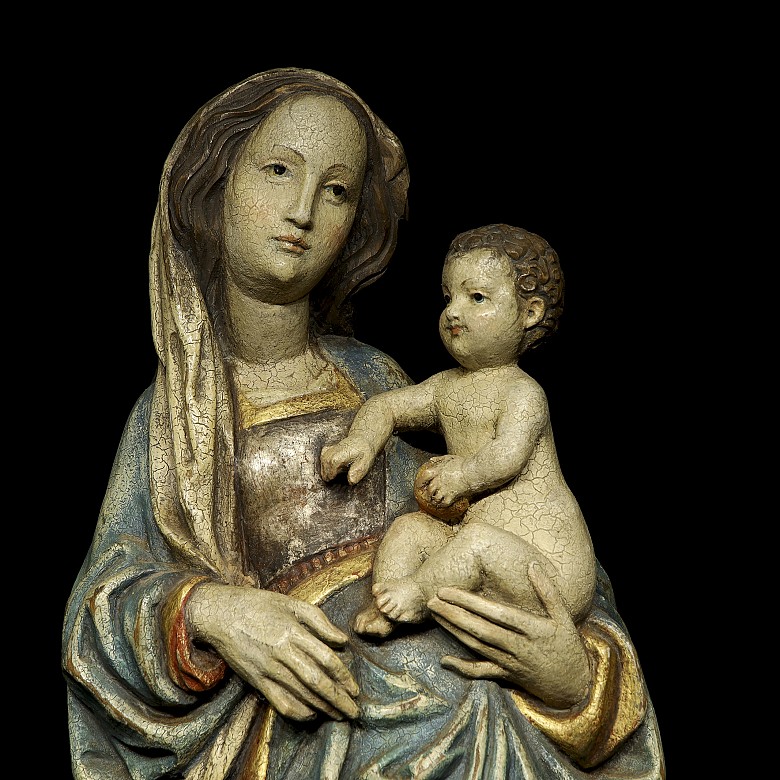 Wood carving ‘ Our Lady with Infant Jesus’, 20th century