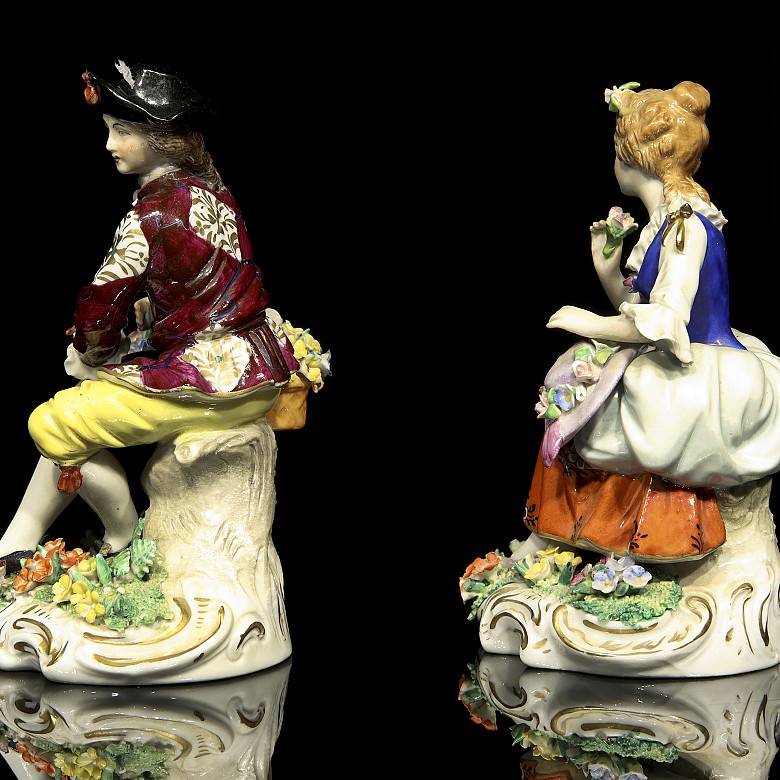 Pareja de porcelana alemana, Sitzendorf, S.XIX