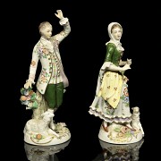 Pareja de porcelana alemana, Sitzendorf, S.XIX