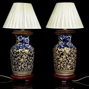 Pair of chinese porcelain lamps, 20th century