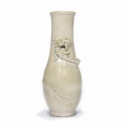 Chinese white glazed vase with dragon in relief, 20th century