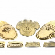 Set of fallera combs in golden metal