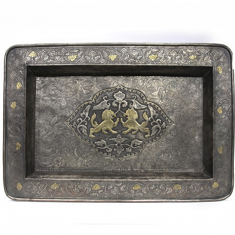 Chinese metal tray, Tang style.