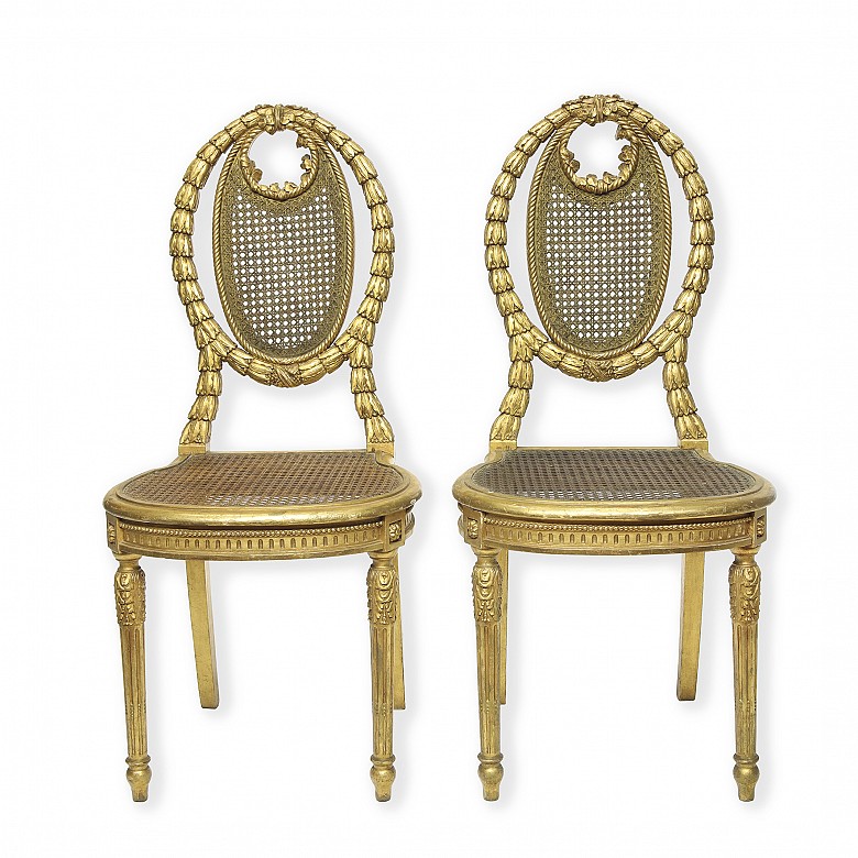 Pair of Louis XVI style chairs, early 20th century - 3