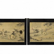 Pair of Chinese paintings ‘Scenes in the Countryside’, 20th century