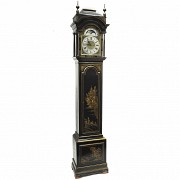 Lacquered tall case clock with oriental-style decoration, 20th century