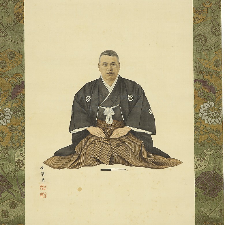 Japanese painting ‘Samurai Portrait’, 20th century