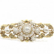 18k yellow gold and pearls brooch