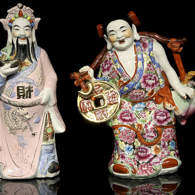 Pair of porcelain sages, China, 20th century