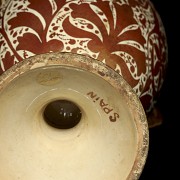 Large vase with porcelain handles and metallic lustre, 20th century