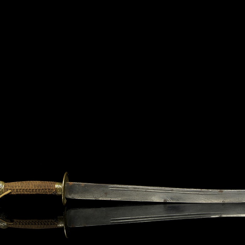 'Shuangdao’ silver-plated metal sword, 20th century