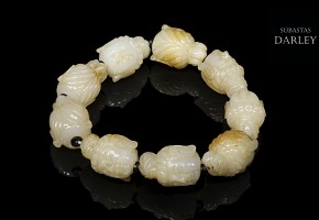 Buddhist carved white jade bracelet, Qing dynasty