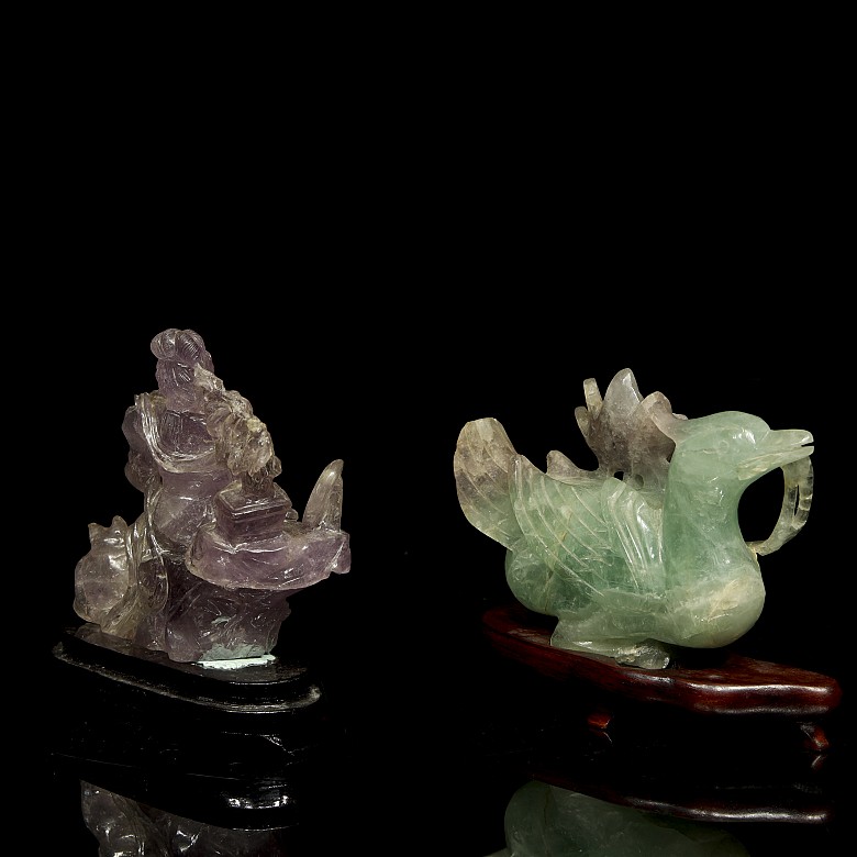 Two of carved quartz figures, 20th century - 4