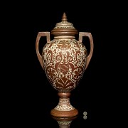 Large vase with porcelain handles and metallic lustre, 20th century - 9