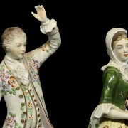 Pareja de porcelana alemana, Sitzendorf, S.XIX