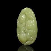 Medalla de jade amarillo tallado, dinastía Qing, S.XIX