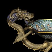 Large bronze and cloisonné “Dragons” centerpiece, Qing dynasty